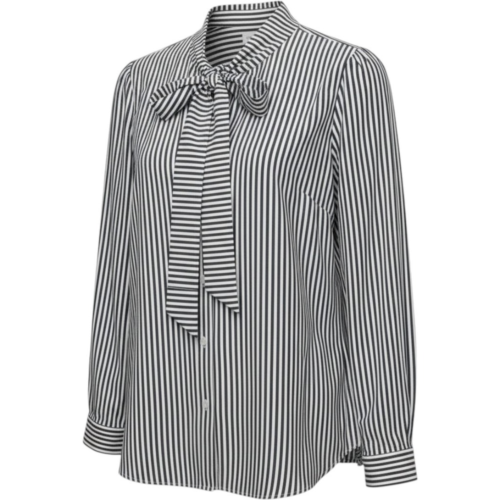NWT J.Crew Bow Tie-Neck Button-Up Long Sleeve Striped Blouse Navy White Size XL